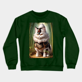 A cute white samurai persian cat Crewneck Sweatshirt